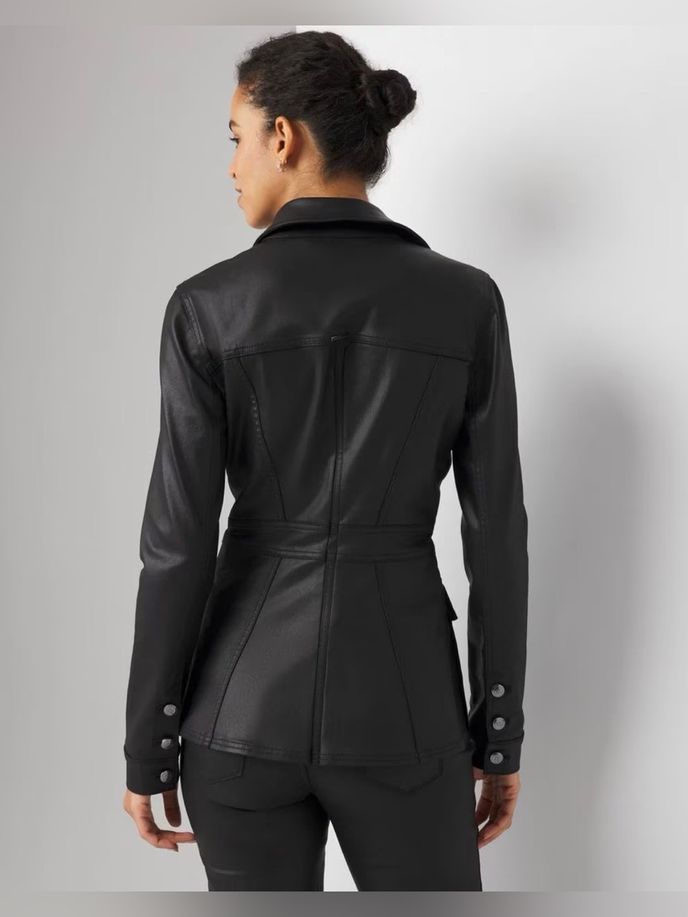 Women’s White House Black Market Coated Utility Jacket Black, Size S - Picture 4 of 5